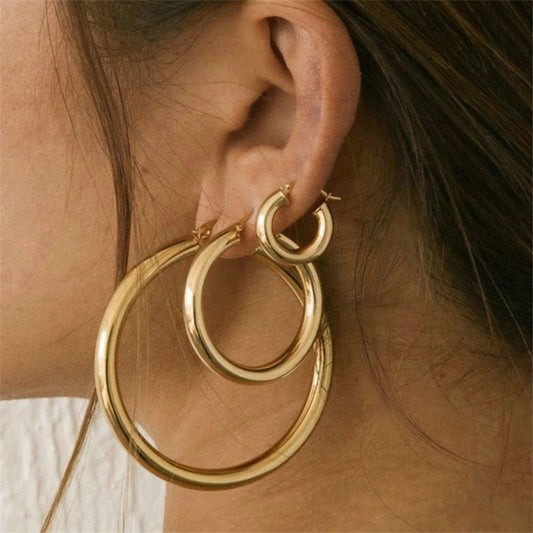 Simple Round Hoop Earring Personality